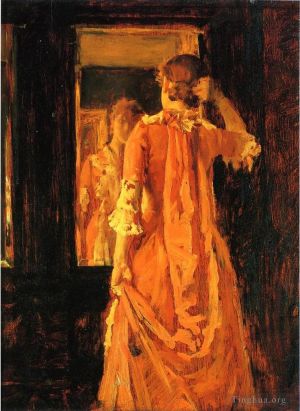 Artist William Merritt Chase's Work - Young Woman Before a Mirror