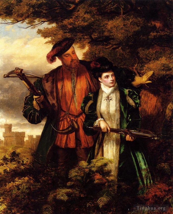William Powell Frith Oil Painting - Henry VIII And Anne Boleyn Deer Shooting