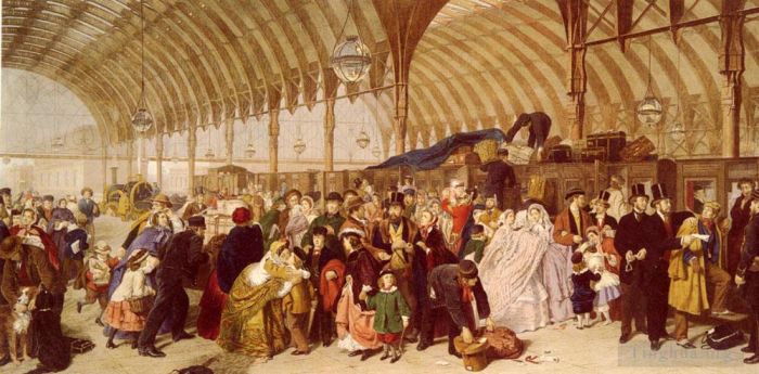 William Powell Frith Oil Painting - The Railway Station