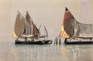Artist William Stanley Haseltine's Work - Italian Boats Venice seascape William Stanley Haseltine