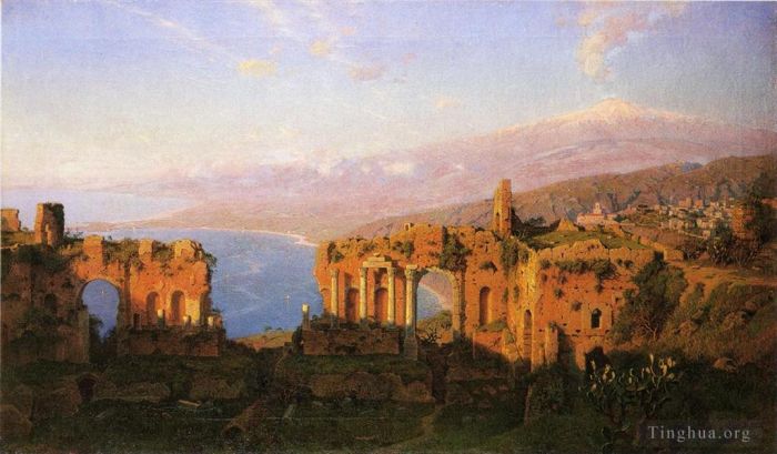 William Stanley Haseltine Oil Painting - Ruins of the Roman Theatre at Taormina Sicily
