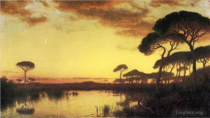 William Stanley Haseltine Oil Painting - Sunset Glow Roman Campagna