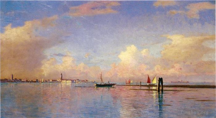 William Stanley Haseltine Oil Painting - Sunset on the Grand Canal Venice