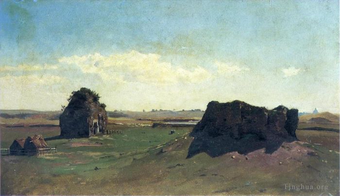 William Stanley Haseltine Oil Painting - Torre degli Schiavi Campagna Romana