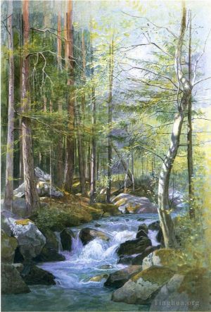 Artist William Stanley Haseltine's Work - Torrent in Wood behind Mill Dam Vahrn near Brixen Tyrol