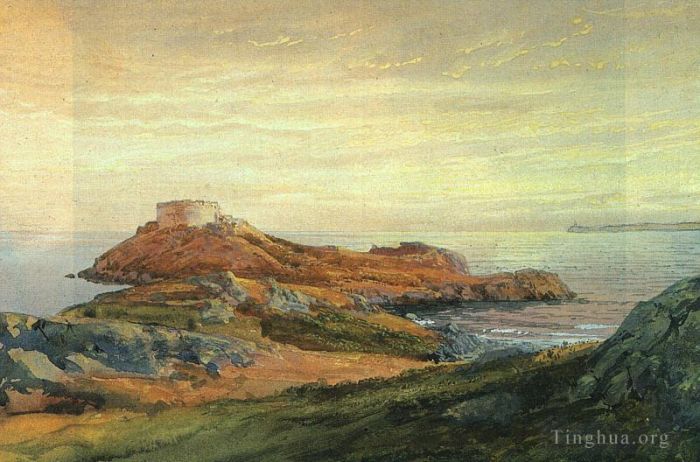 William Trost Richards Oil Painting - Fort Dumpling Jamestown