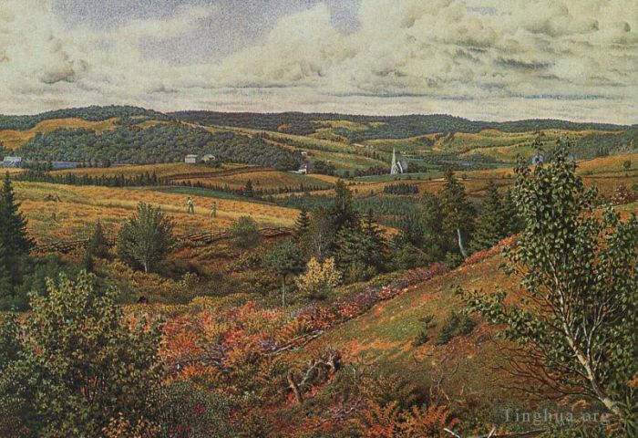 William Trost Richards Oil Painting - Long Pond Foot of Red Hill