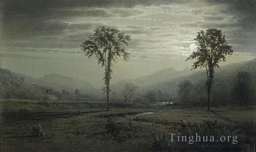 William Trost Richards Oil Painting - Moonlight On Mount Lafayette New hampshire