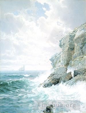 William Trost Richards Oil Painting - Purgatory Cliff