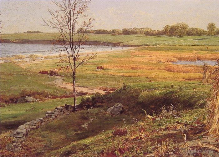 William Trost Richards Oil Painting - Salt Marsh by the Sea