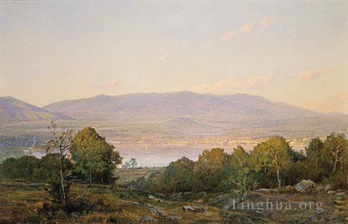 William Trost Richards Oil Painting - Sundown At Centre Harbor New Hampshire