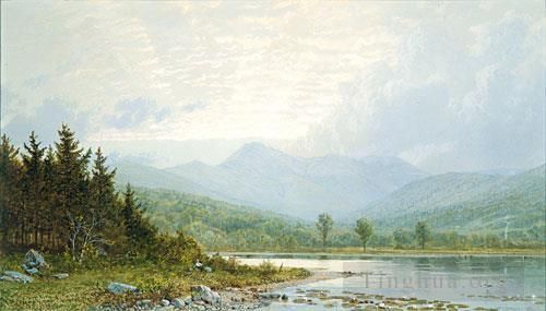 William Trost Richards Oil Painting - Sunset On Mount Choconua New Hampshire