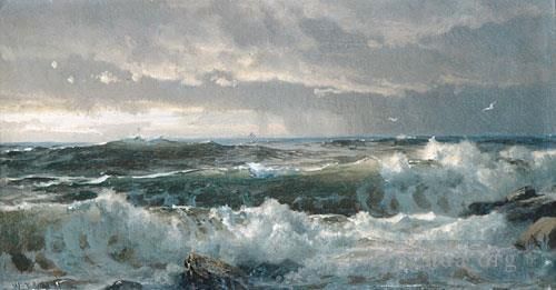William Trost Richards Oil Painting - Surf On Rocks
