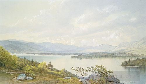 William Trost Richards Oil Painting - Lake Squam And The Sandwich Mountains