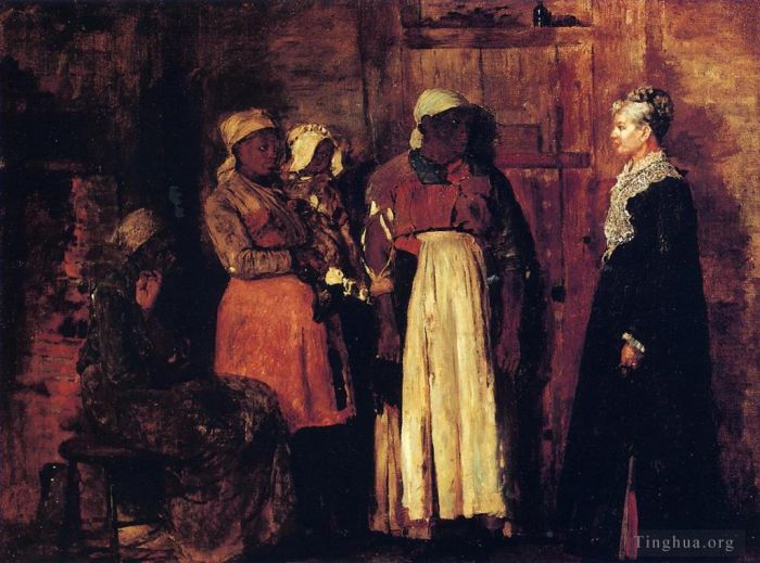 Winslow Homer Oil Painting - A Visit from the Old Mistress