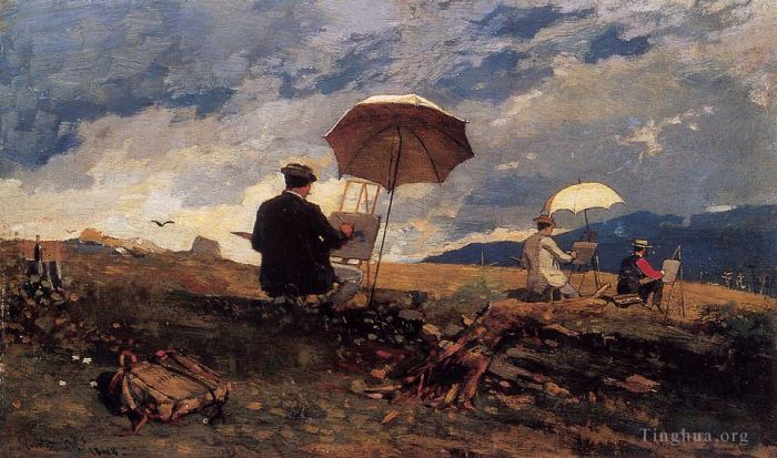 Winslow Homer Oil Painting - Artists Sketching in the White Mountains