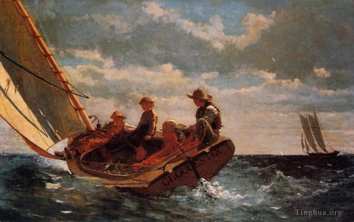 Winslow Homer Oil Painting - Breezing Up aka A Fair Wind