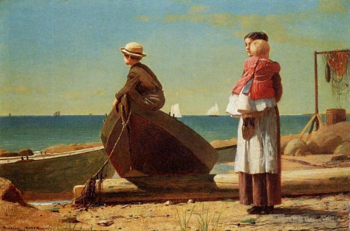 Winslow Homer Oil Painting - Dads Coming