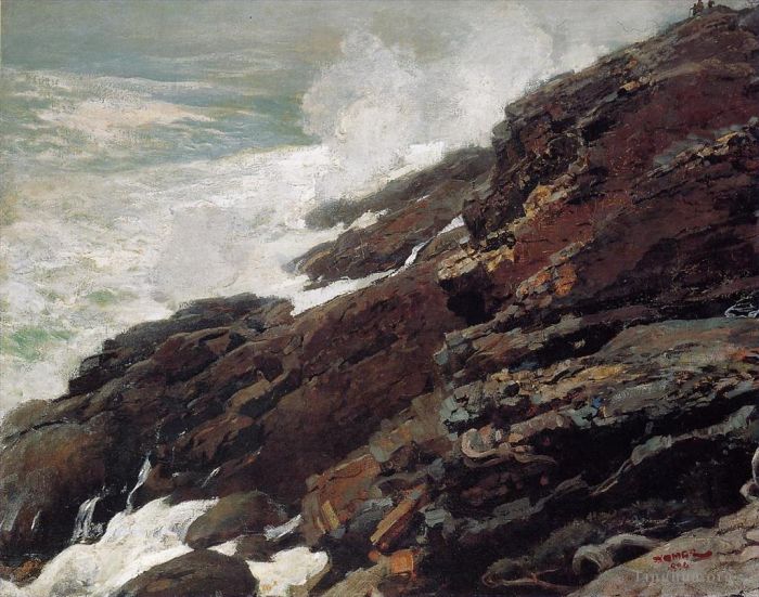 Winslow Homer Oil Painting - High Cliff Coast of Maine
