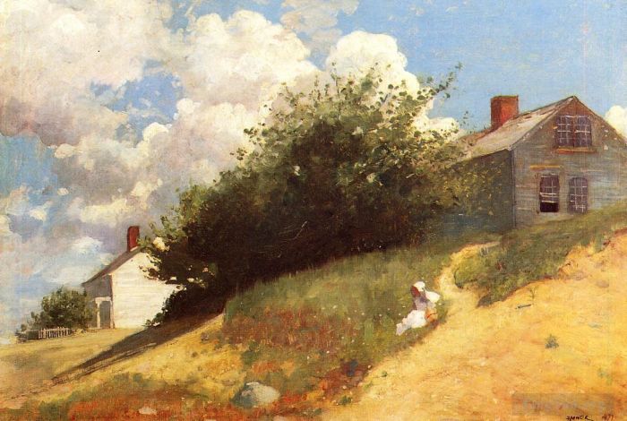 Winslow Homer Oil Painting - Houses on a Hill
