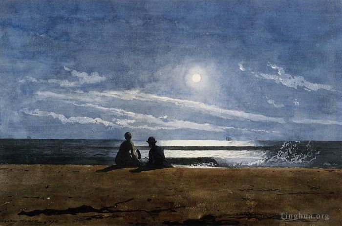 Winslow Homer Oil Painting - Moonlight