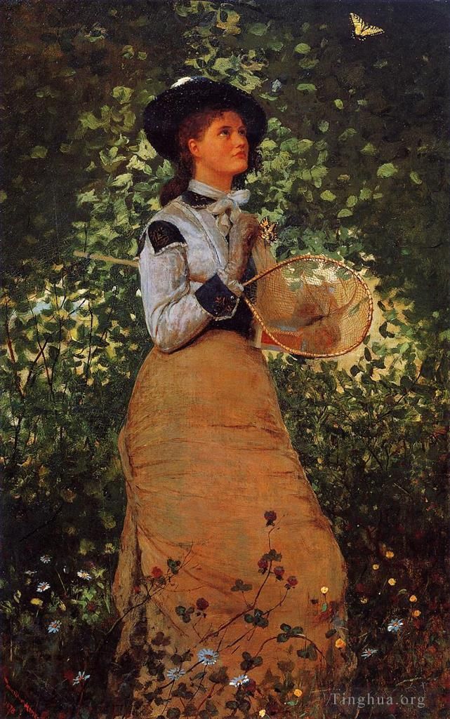 Winslow Homer Oil Painting - The Butterfly Girl