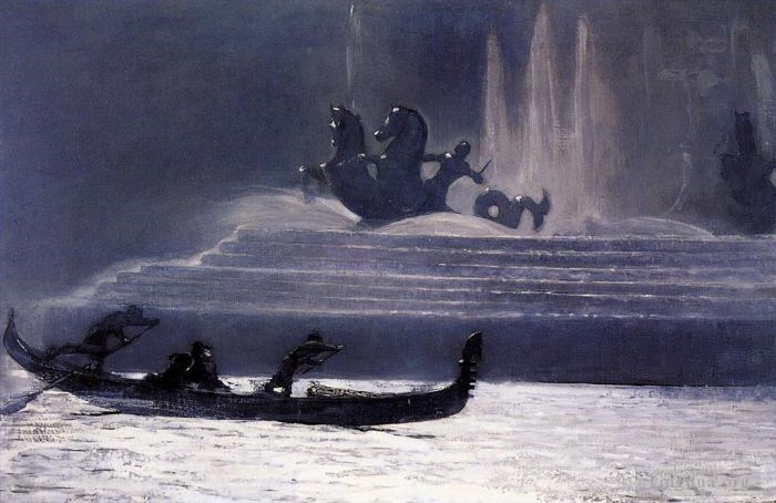 Winslow Homer Oil Painting - The Fountains at Night Worlds Columbian Exposition
