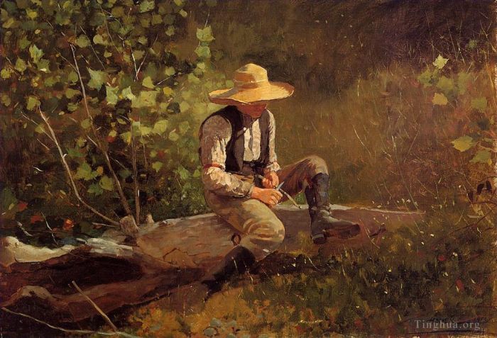 Winslow Homer Oil Painting - The Whittling Boy
