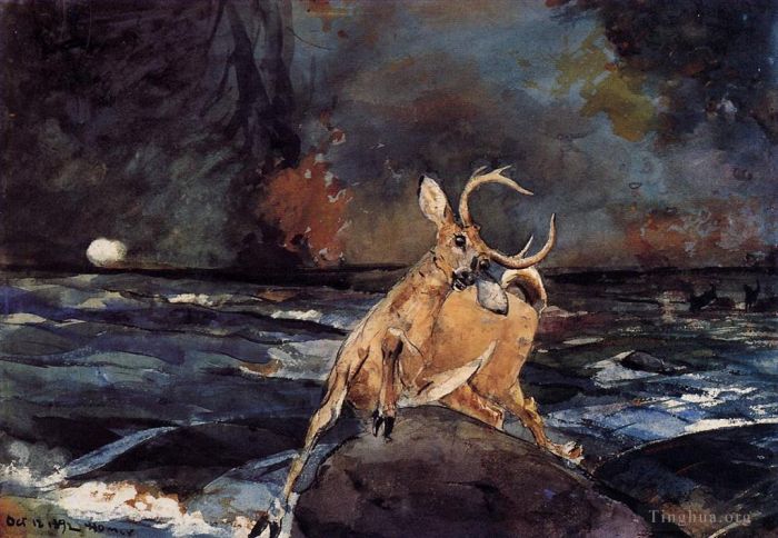 Winslow Homer Various Paintings - A Good Shot Adirondacks
