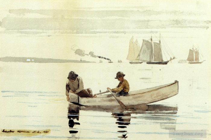 Winslow Homer Various Paintings - Boys Fishing Gloucester Harbor