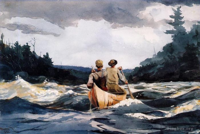 Winslow Homer Various Paintings - Canoe in the Rapids
