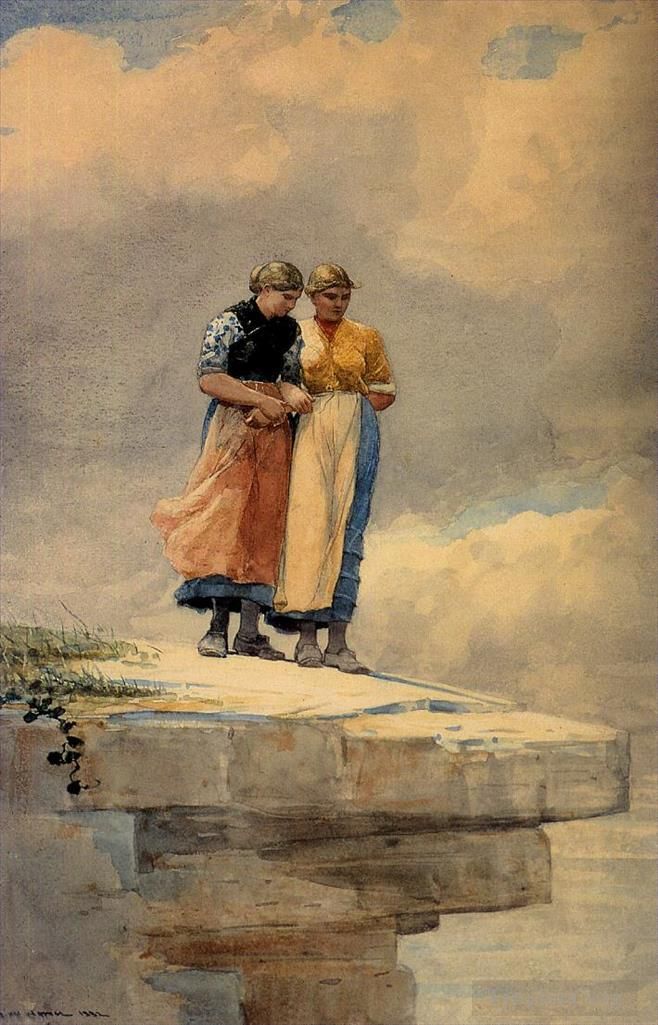 Winslow Homer Various Paintings - Looking over the Cliff