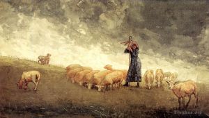 Artist Winslow Homer's Work - Shepherdess Tending Sheep