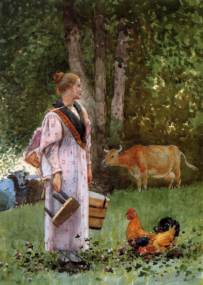 Winslow Homer Various Paintings - The Milk Maid