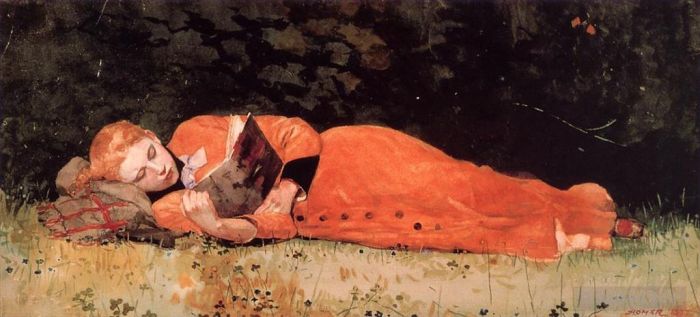 Winslow Homer Various Paintings - The New Novel aka Book