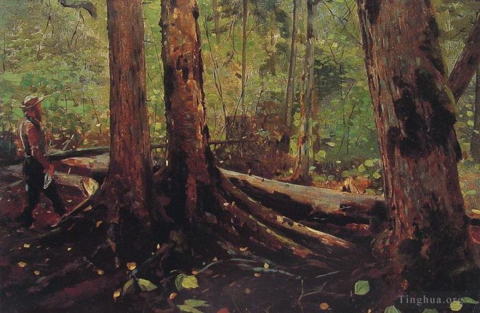 Winslow Homer Various Paintings - Woodchopper in the Adirondacks