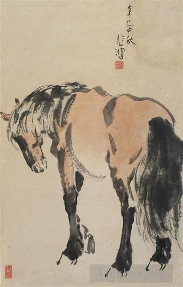 Xu Beihong Chinese Painting - A standing horse 1941