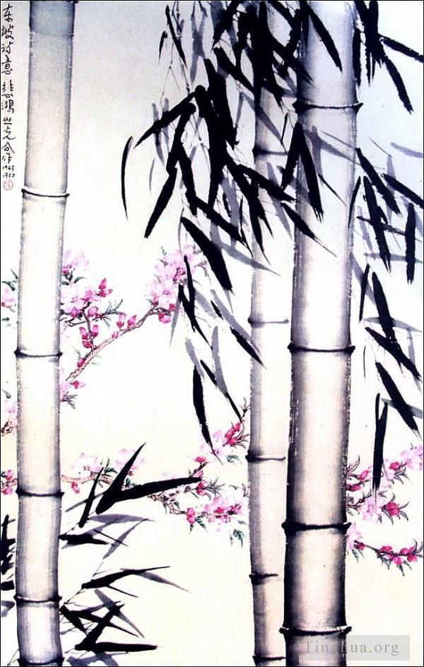 Xu Beihong Chinese Painting - Bamboo and flowers