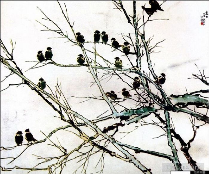Xu Beihong Chinese Painting - Birds on branch