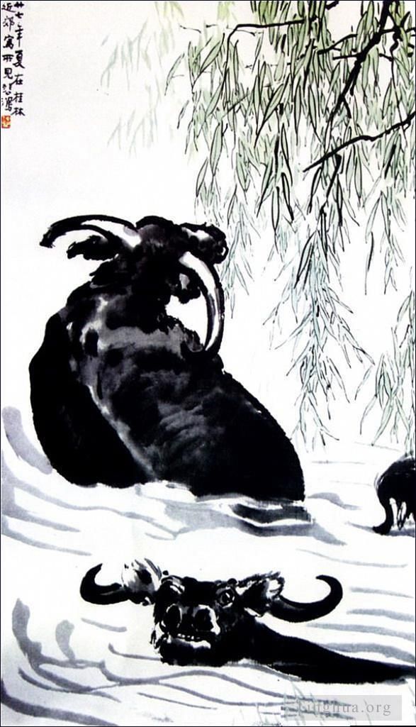 Xu Beihong Chinese Painting - Cattles