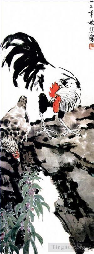 Artist Xu Beihong's Work - Cock and hen