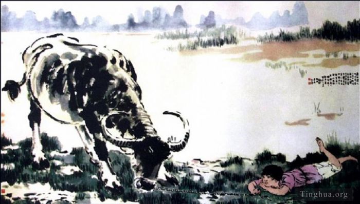 Xu Beihong Chinese Painting - Corydon and cattle