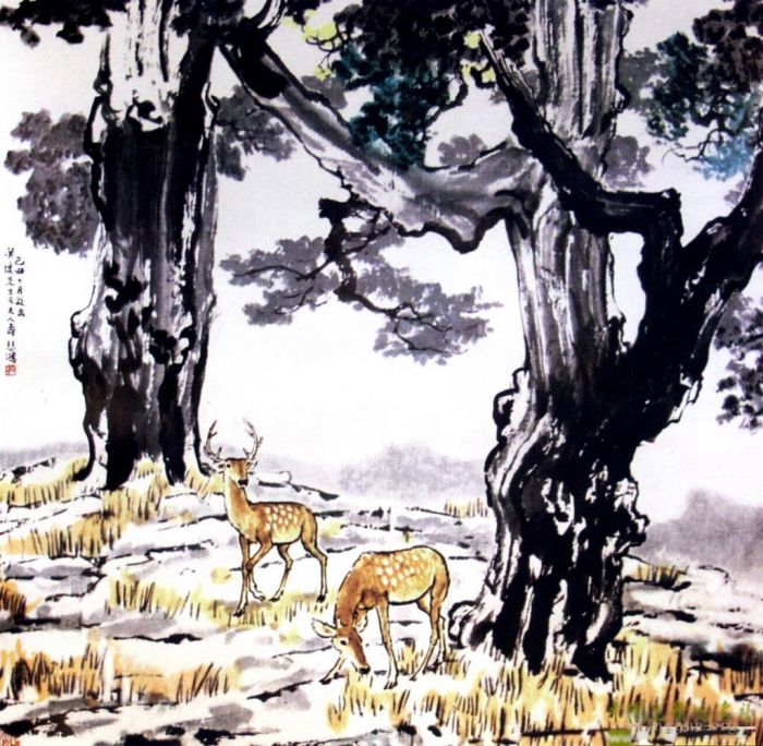 Xu Beihong Chinese Painting - Deer