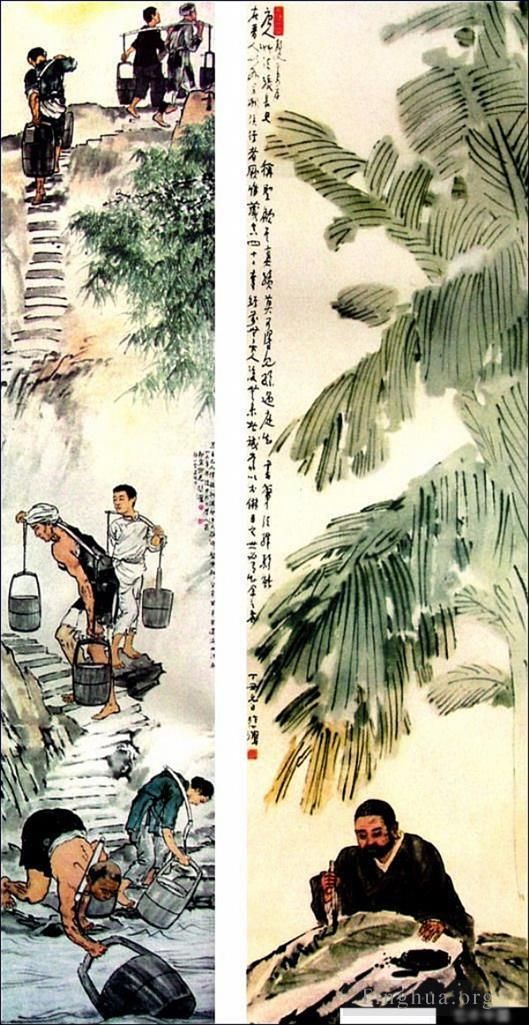 Xu Beihong Chinese Painting - Farmers