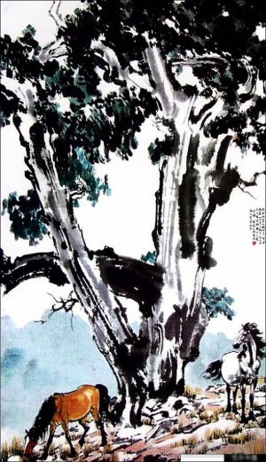 Artist Xu Beihong's Work - Horses under a tree