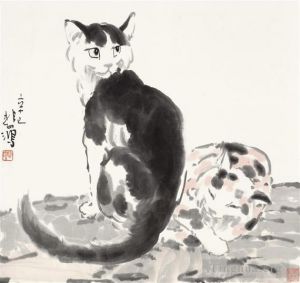 Artist Xu Beihong's Work - Two cats