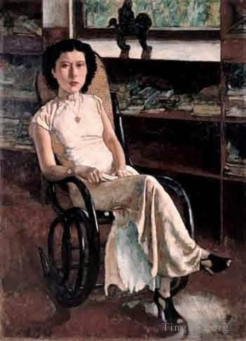 Xu Beihong Oil Painting - A portrait of miss jenny 1939